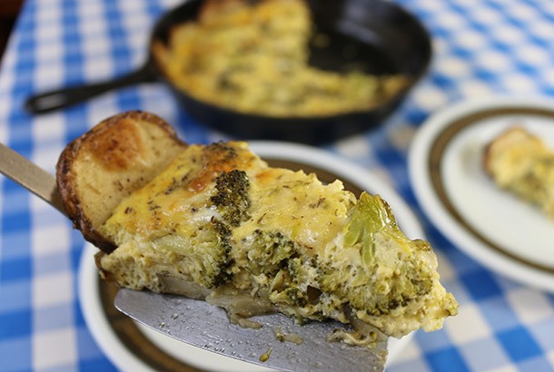 Broccoli Quiche with Roasted Potato Crust