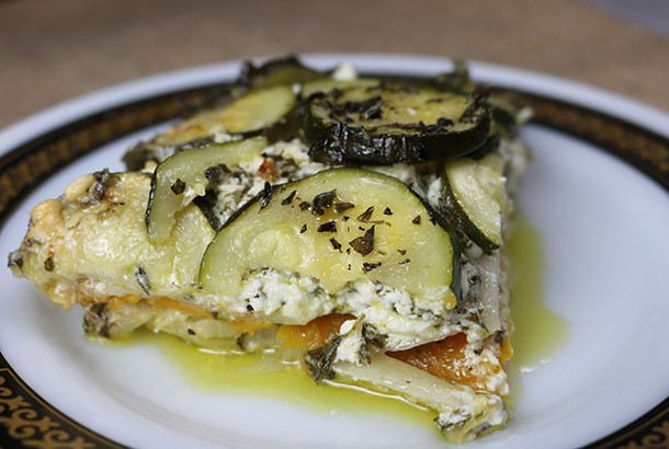 Boureki (Cheesy Potato Casserole with Zucchini and Fresh Herbs)