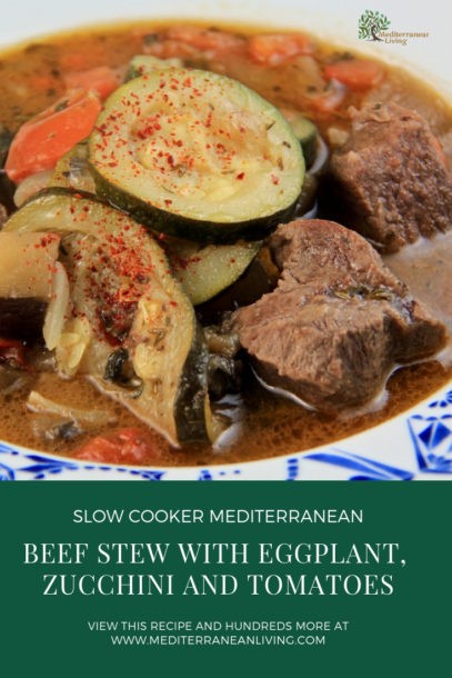 Slow Cooker Beef Stew with Eggplant, Zucchini and Tomatoes