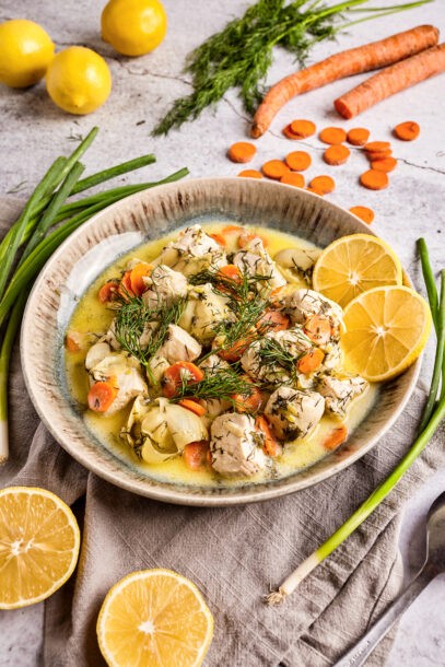 Instant Pot Greek Chicken and Artichokes with Egg-Lemon sauce