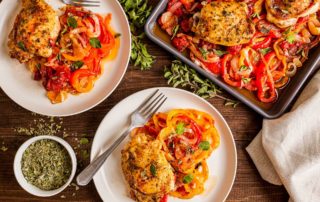 Sheet Pan Chicken Thighs with Peppers and Onions