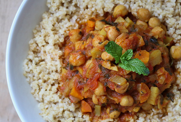 Instant Pot Moroccan Chickpea Stew with Bulgur Wheat Pilaf