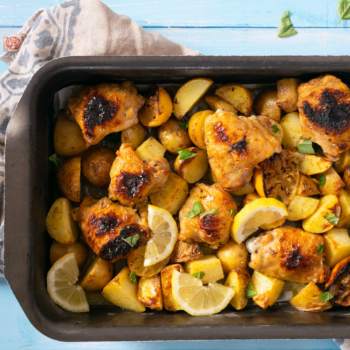 Greek Sheet Pan Chicken with Lemon and Potatoes