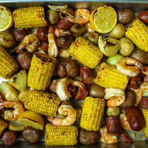 Mediterranean Sheet Pan Shrimp Boil