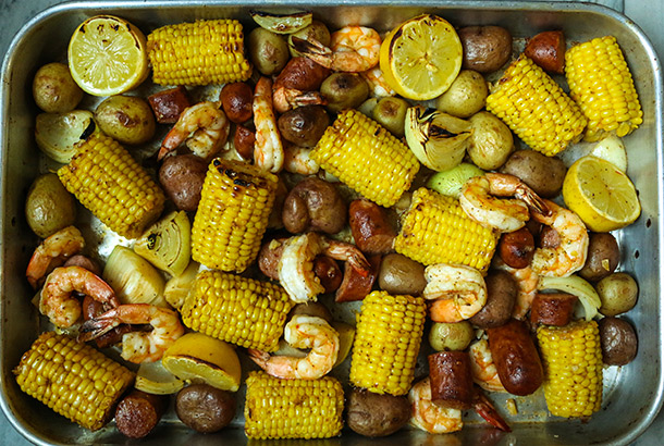 Mediterranean Sheet Pan Shrimp Boil