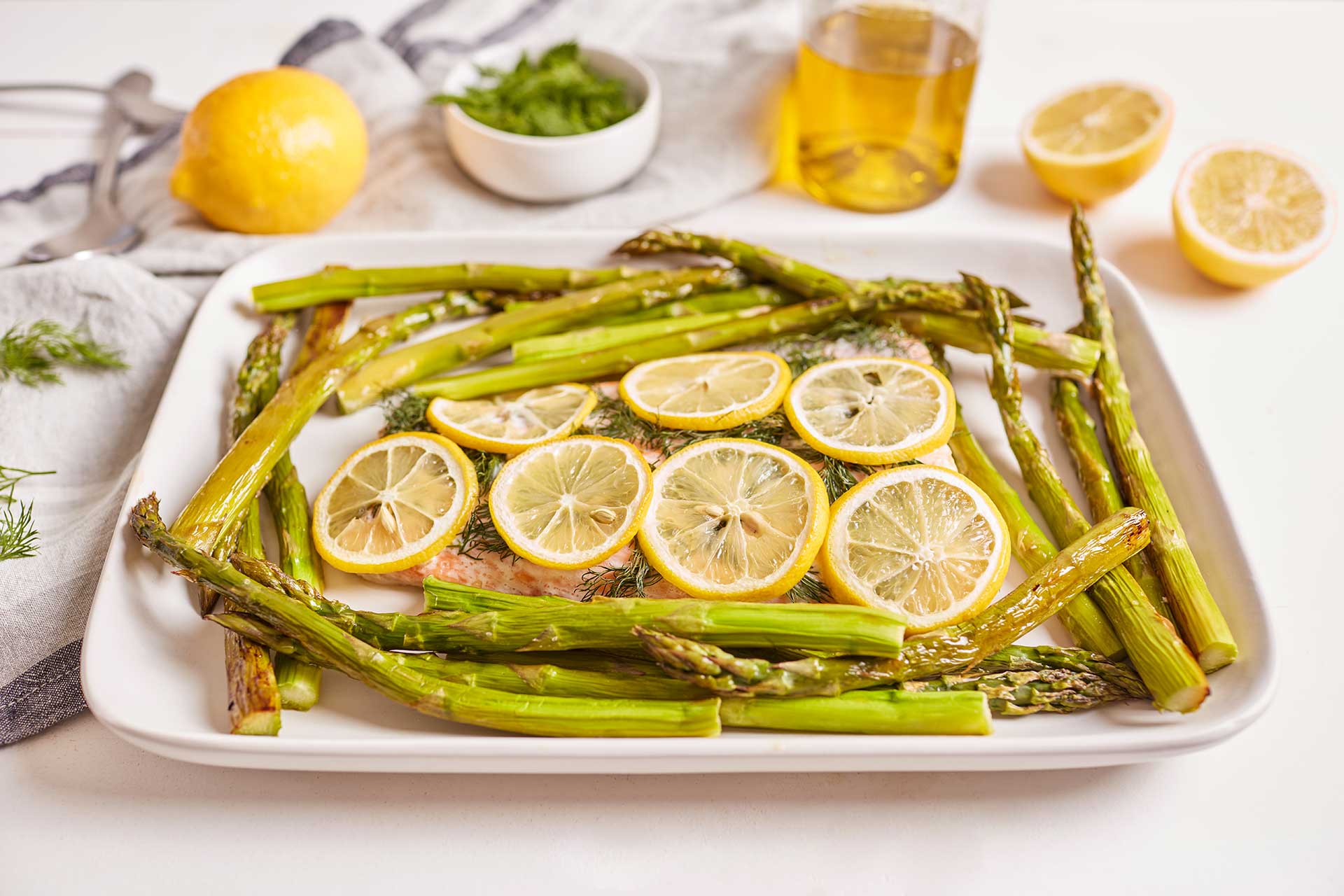 Sheet Pan Salmon with Asparagus, Lemon, and Dill