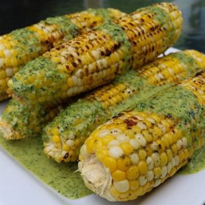 grilled corn recipe with green tahini sauce