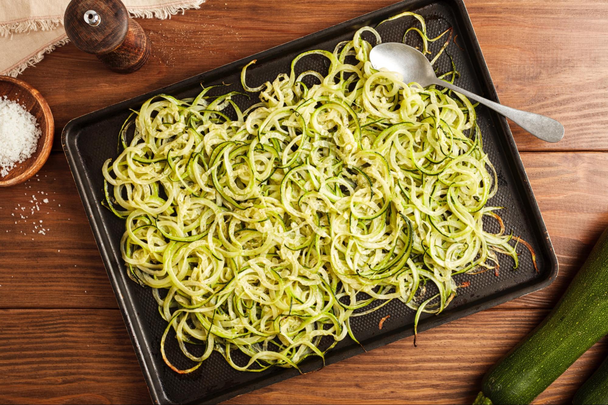 Zucchini Noodles Baked in Olive Oil (Low Carb Pasta)