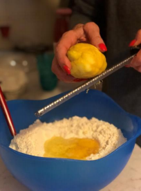 Breakfast Torta with Jam (Italy) - zesting lemon