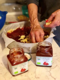 Breakfast Torta with Jam (Italy) - pressing dough