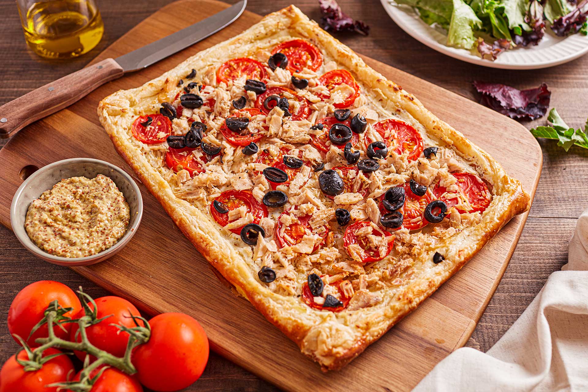 Puff Pastry with Tuna, Tomatoes and Olives (France)