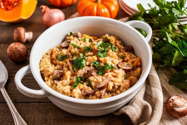 Pumpkin Risotto with Mushrooms