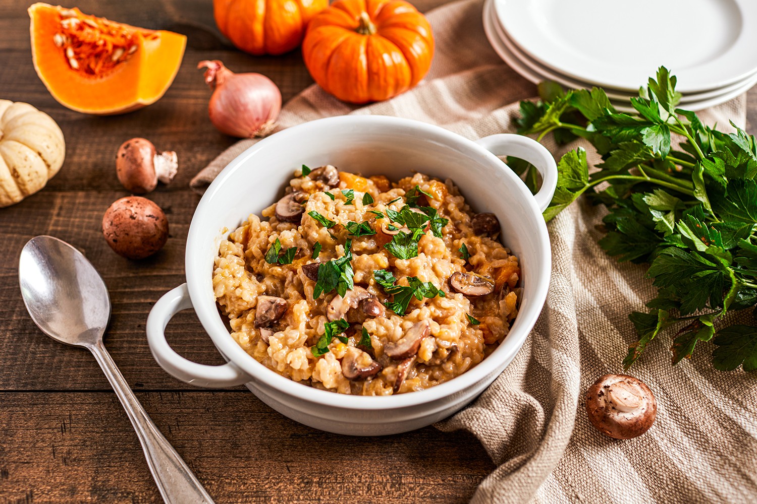 Pumpkin Risotto with Mushrooms (Italy)