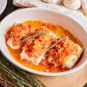 Baked Halibut with Lemon and Rosemary (Greece)