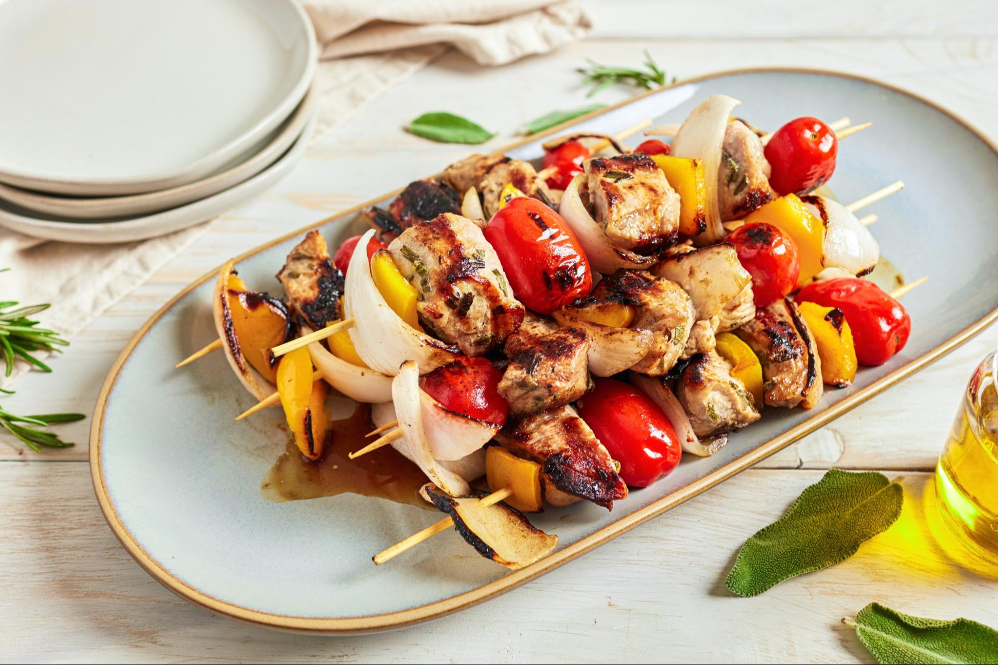 Grilled Pork Kabobs with Vegetables (Italy)