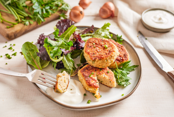 Tuna Patties Fried in Olive Oil