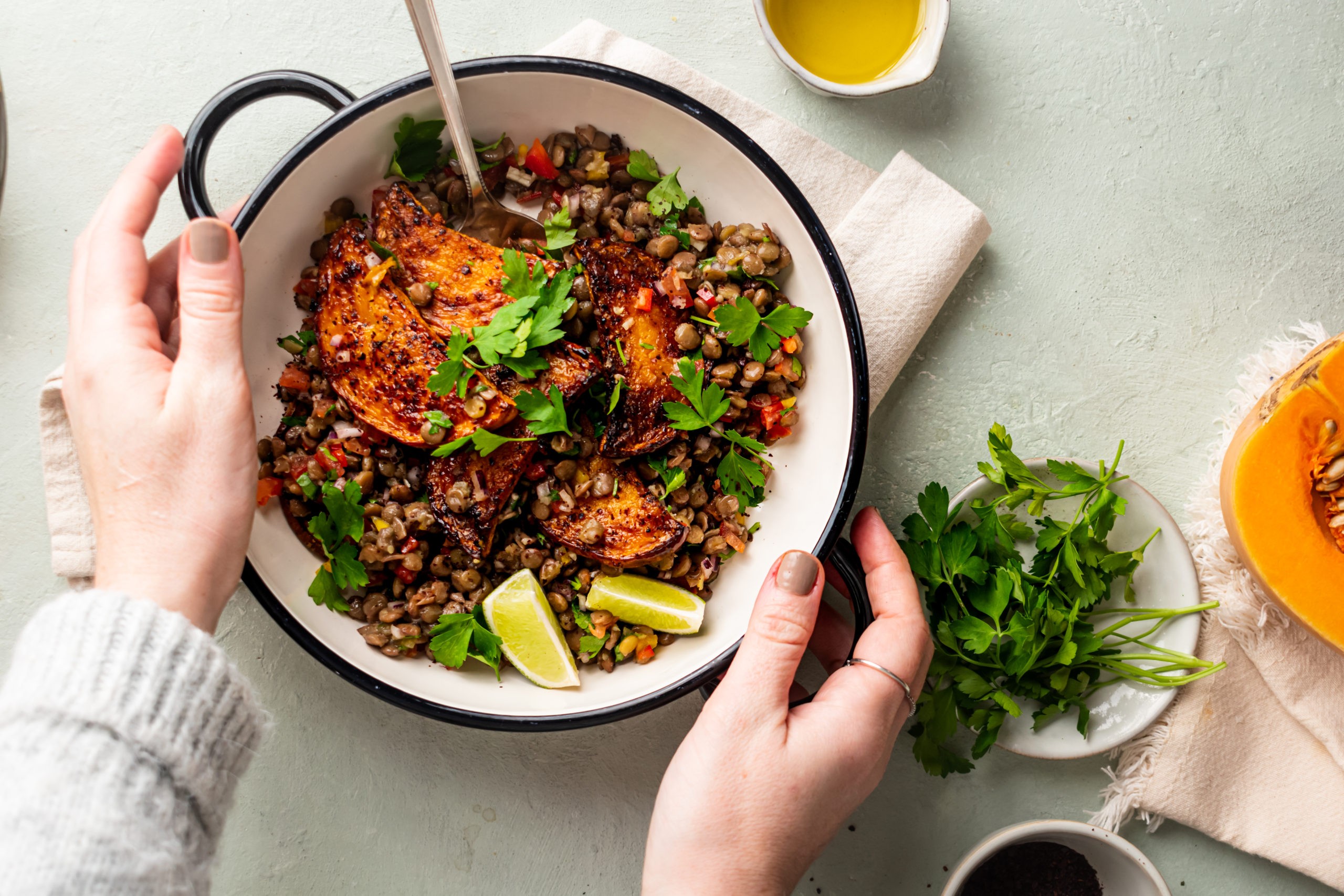 Roasted Butternut Squash with Lentil Tabbouleh-14