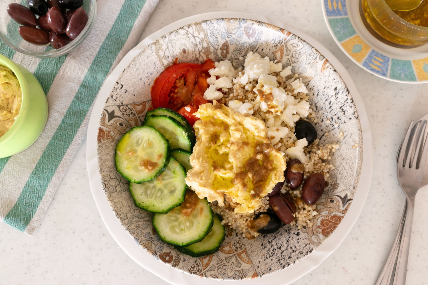 Mediterranean Bowl with Hummus and Feta
