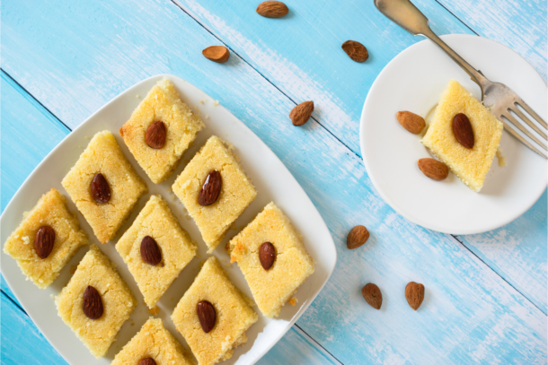 Basboosa ( Lebanese Semolina Cake)