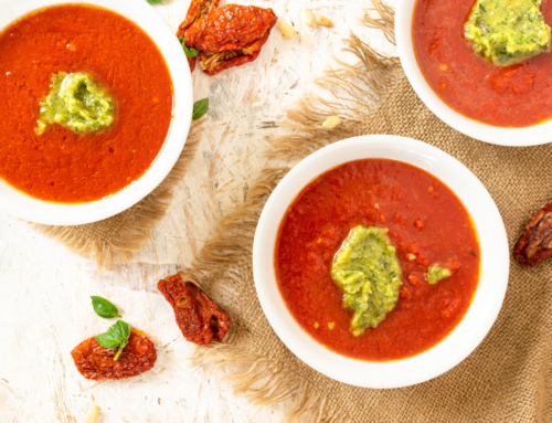 Tomato Soup with Oregano Pesto