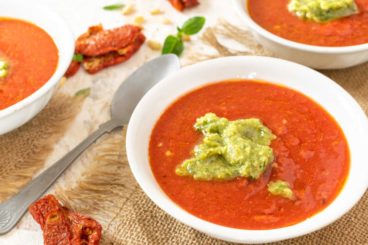 Tomato Soup with Pesto Article