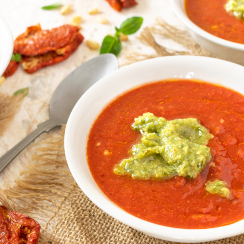 Tomato Soup with Pesto Article