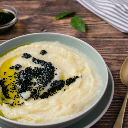 Creamy Cauliflower Soup with Potatoes and Black Sesame Oil Article