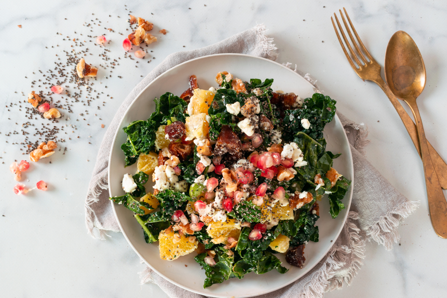 Kale Pomegranate Salad With Goat Cheese
