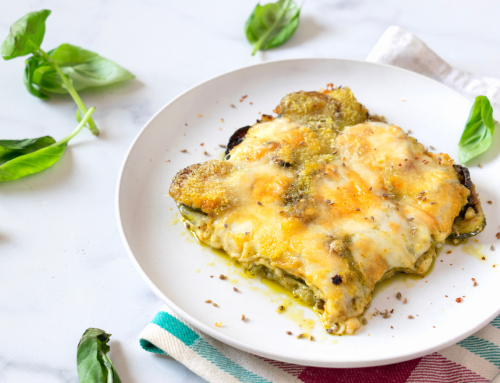Squash Parmesan (Zucchini & Summer Squash) with Basil Pesto