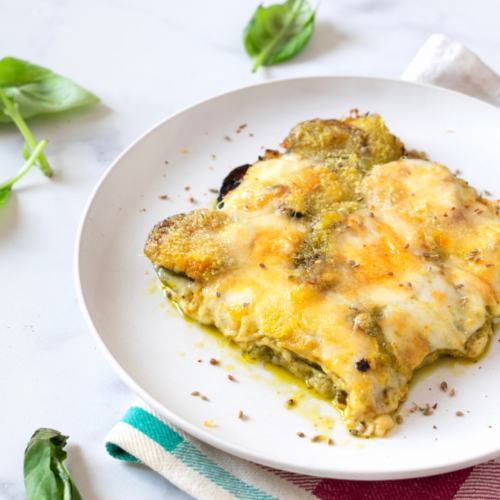 Squash Parmigiana with Basil Pesto