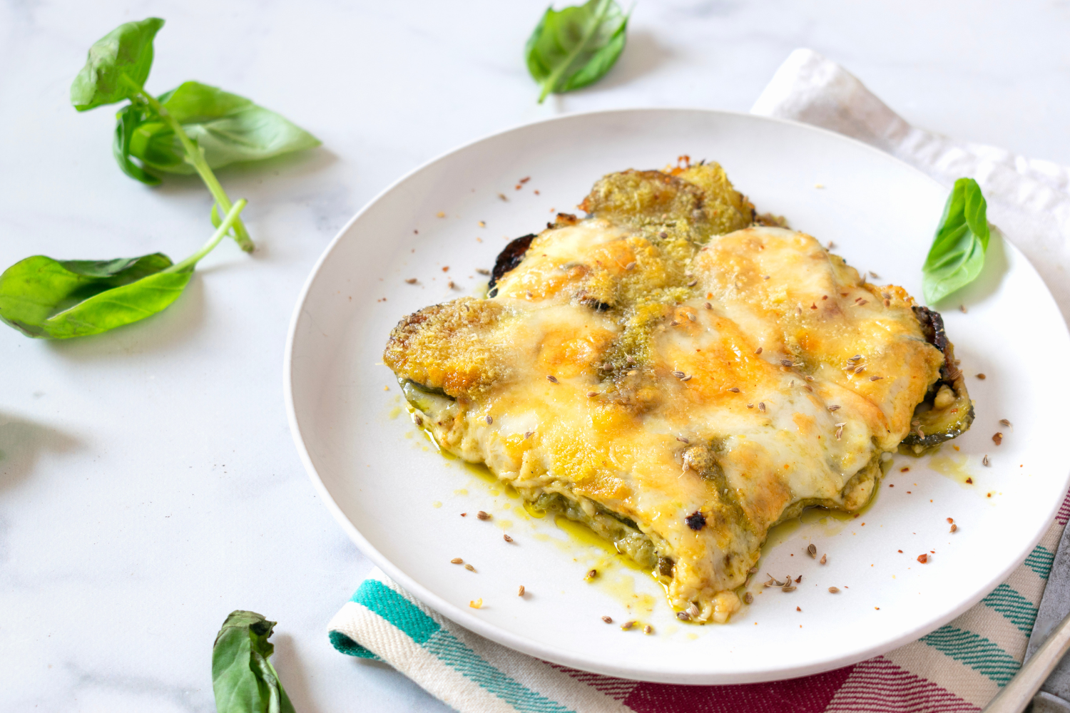 Squash Parmigiana with Basil Pesto