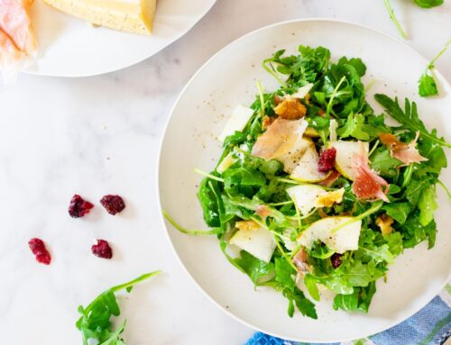 Arugula Pear Salad with Parmesan and Prosciutto