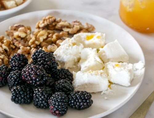 Blackberry Mezze Board with Goat Cheese, Walnuts and Honey