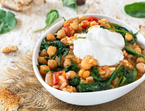 Mediterranean Chickpea Stew with Spinach, Dill, and Turmeric