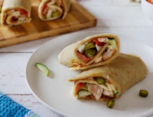 Chicken Wrap with Hummus and Veggies