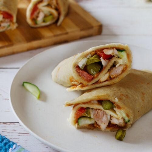 Chicken Wrap with Hummus and Veggies
