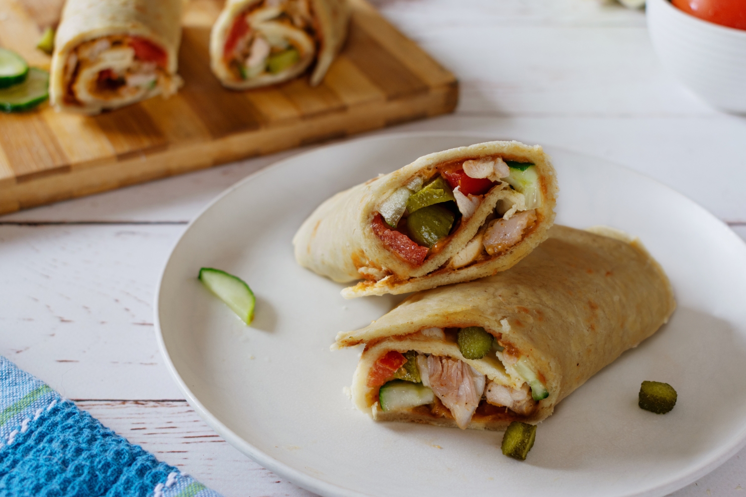 Chicken Wrap with Hummus and Veggies