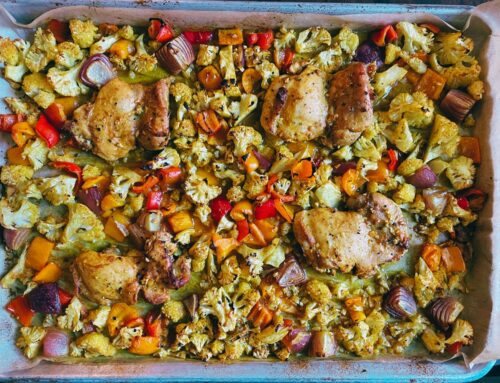 Sheet Pan Chicken Shawarma with Yogurt Sauce