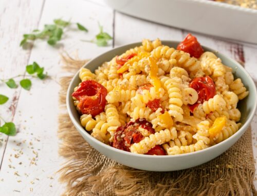 Baked Feta Pasta with Cherry Tomatoes and Peppers