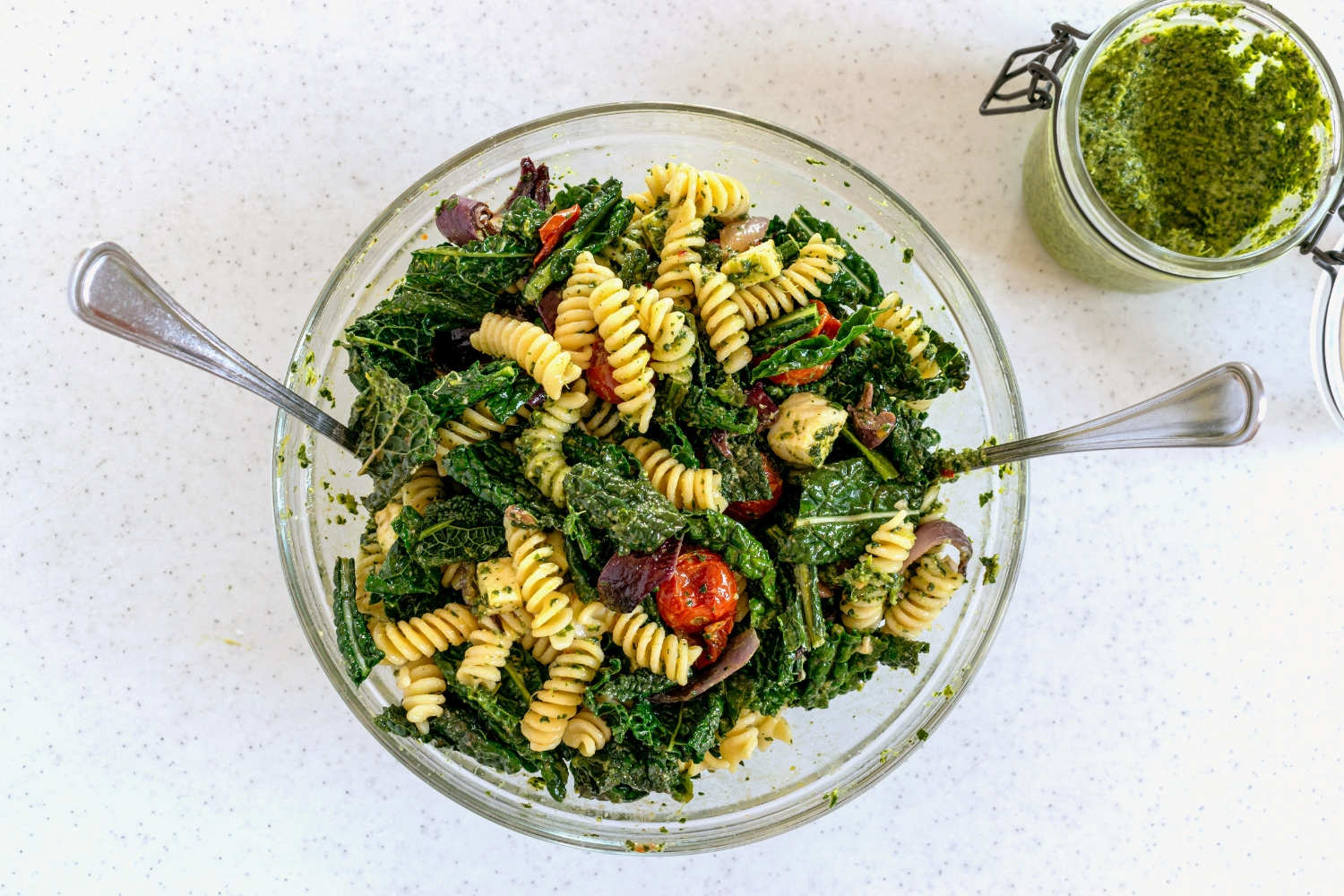 Kale Pesto Pasta Salad