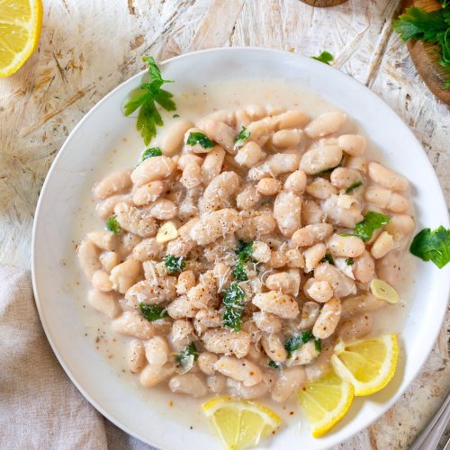 Creamy White Beans with Lemon, Garlic and Parmesan