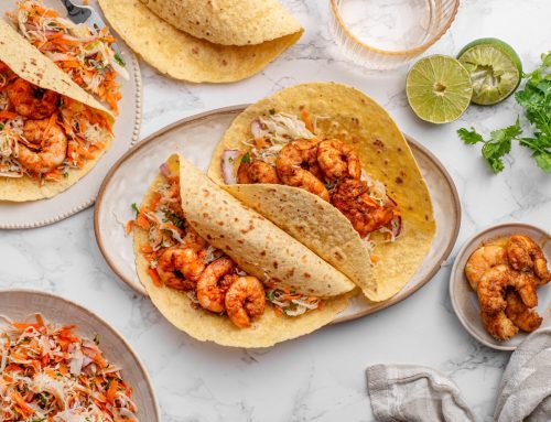 Fried Shrimp Tacos with Cilantro Lime Slaw